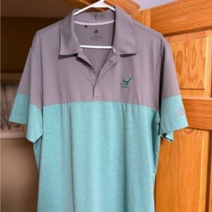 Adidas Gray and Green Men's Polo Shirt